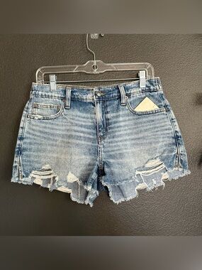 Aerie Light Wash Distressed Denim Cutoff Shorts Size Small Raw Hem